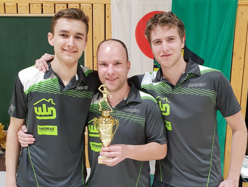 Sachsenpokalsieger 2019: TTV Burgstädt, vertreten durch Jan Teltschik, Lars Zirngibl, Daniel Köhler (v. l.)